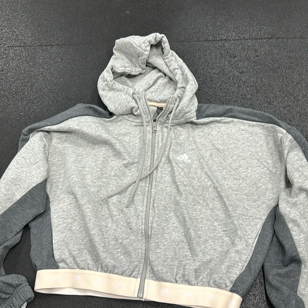 Adidas grey crop zip up hoodie. Size M